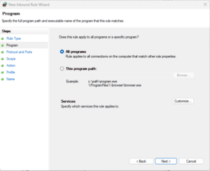 Windows Defender - vyber All programs