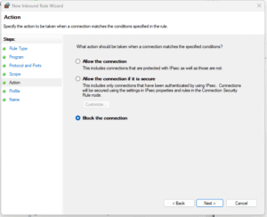 Windows Defender - akcia - blokovať