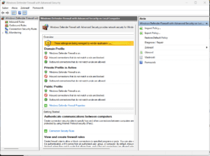 Windows Firewall - hlavné okno