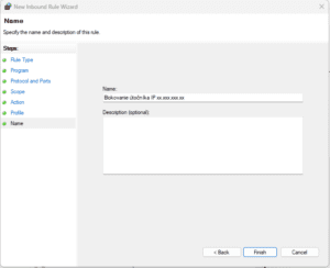 Windows Defender - názov pravidla