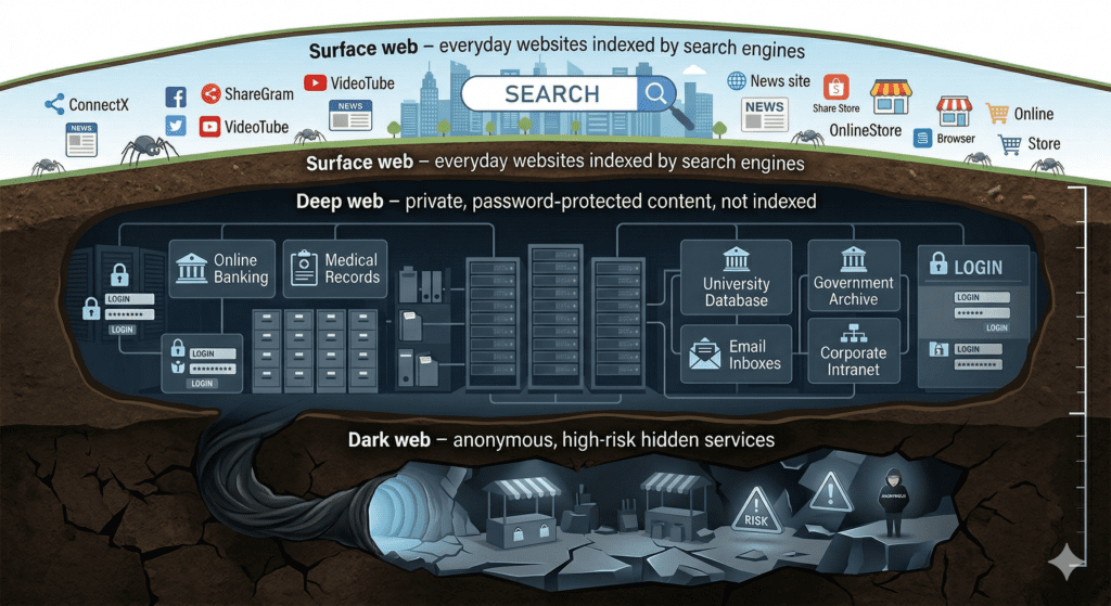 Darkweb, deepweb a clearnet (internet) - rozcestník